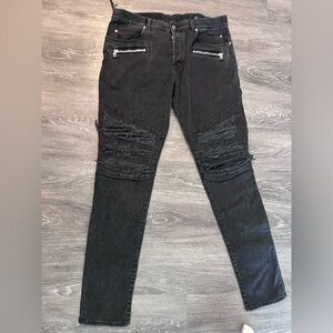 Balmain Slim Fit Distressed Ribbed Jeans New W/Tags